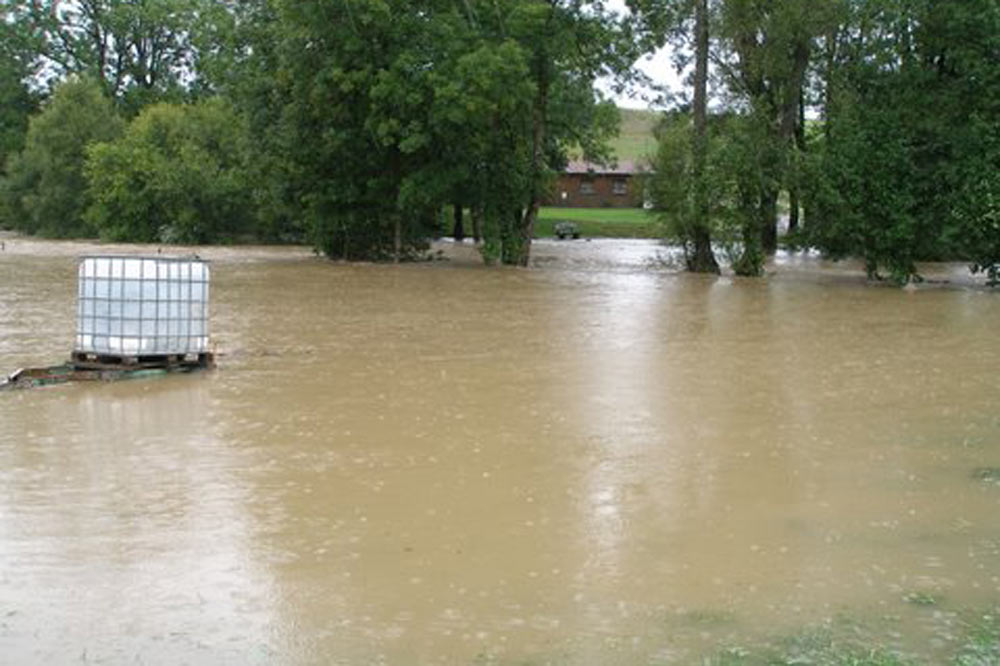 Zone alluviale d'Autigny inondée lors d'une crue de la Neirigue