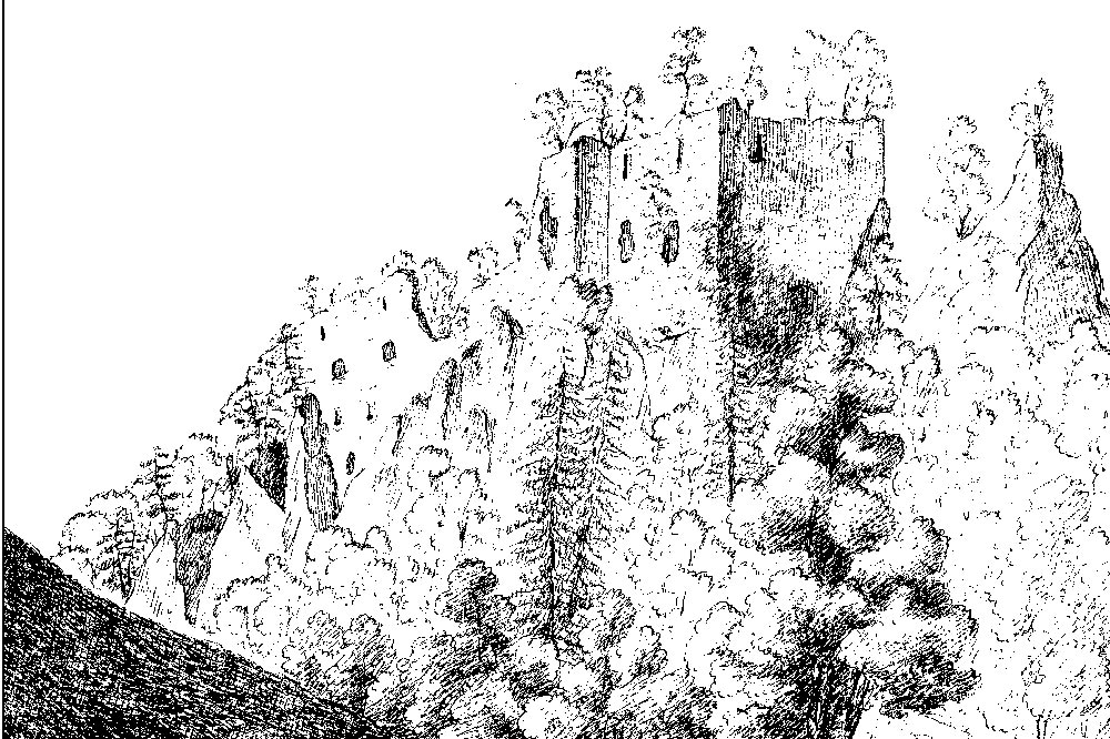 Croquis de Quiquerez du Château de Soyhières