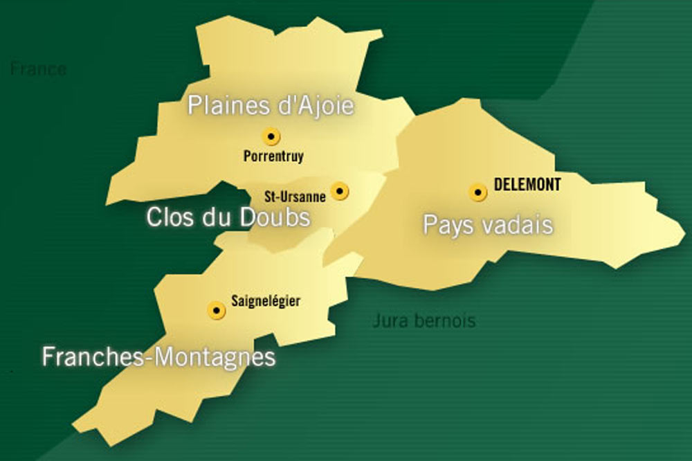 Carte des régions du Canton du Jura