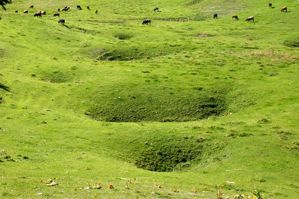 Les dolines sont un des phénomènes karstiques les plus remarquables