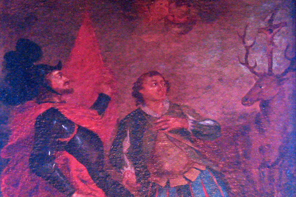 Détail d'un tableau présentant St Hubert (Chapelle de Loc)