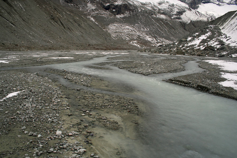 Rivière anastomosée dans un sandur