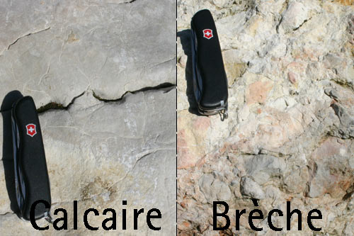 Différence calcaire-brèche